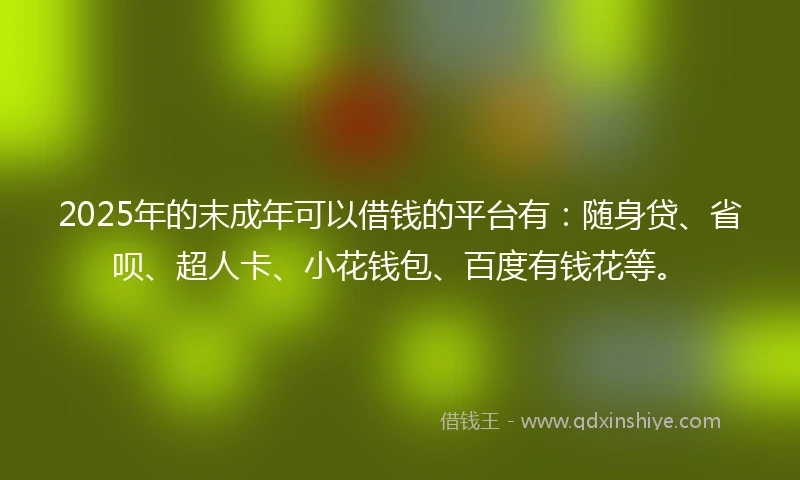 2025年的末成年可以借钱的平台有：随身贷、省呗、超人卡、小花钱包、百度有钱花等。