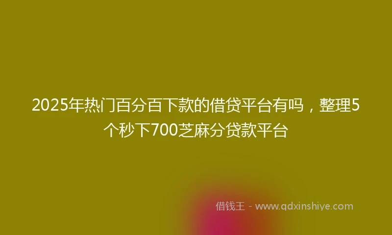 2025年热门百分百下款的借贷平台有吗，整理5个秒下700芝麻分贷款平台