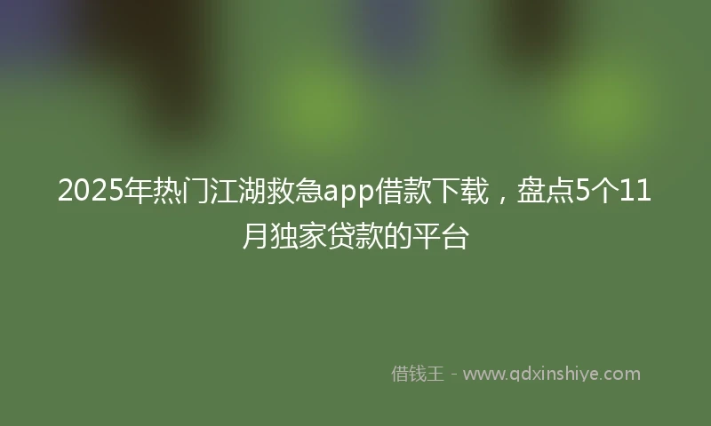 2025年热门江湖救急app借款下载，盘点5个11月独家贷款的平台