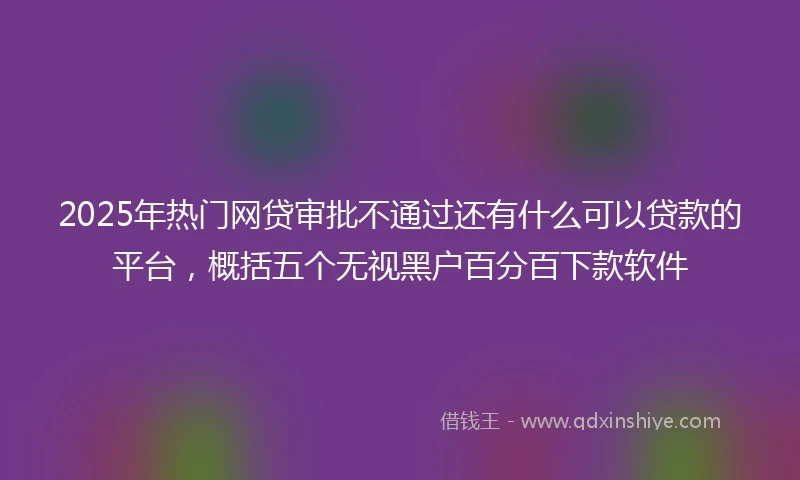 2025年热门网贷审批不通过还有什么可以贷款的平台，概括五个无视黑户百分百下款软件