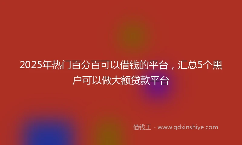 2025年热门百分百可以借钱的平台，汇总5个黑户可以做大额贷款平台