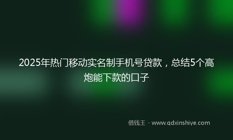 2025年热门移动实名制手机号贷款，总结5个高炮能下款的口子