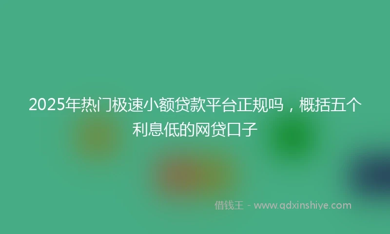 2025年热门极速小额贷款平台正规吗，概括五个利息低的网贷口子
