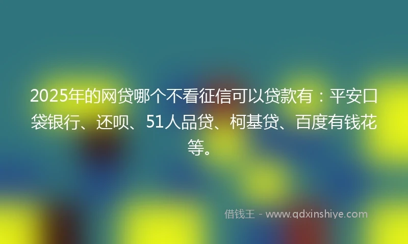 2025年的网贷哪个不看征信可以贷款有：平安口袋银行、还呗、51人品贷、柯基贷、百度有钱花等。