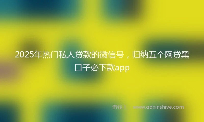 2025年热门私人贷款的微信号，归纳五个网贷黑口子必下款app