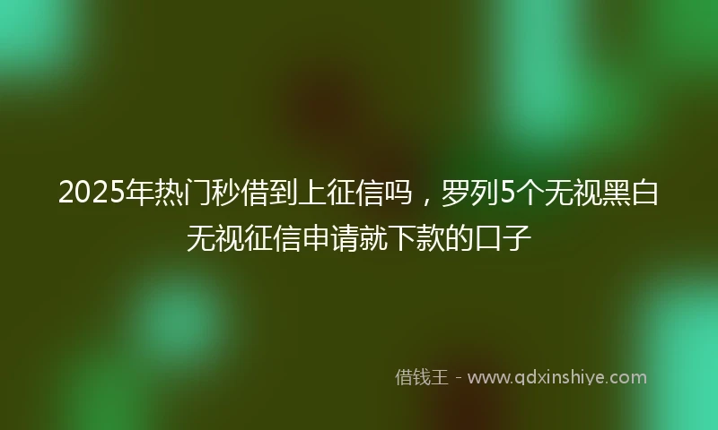 2025年热门秒借到上征信吗，罗列5个无视黑白无视征信申请就下款的口子