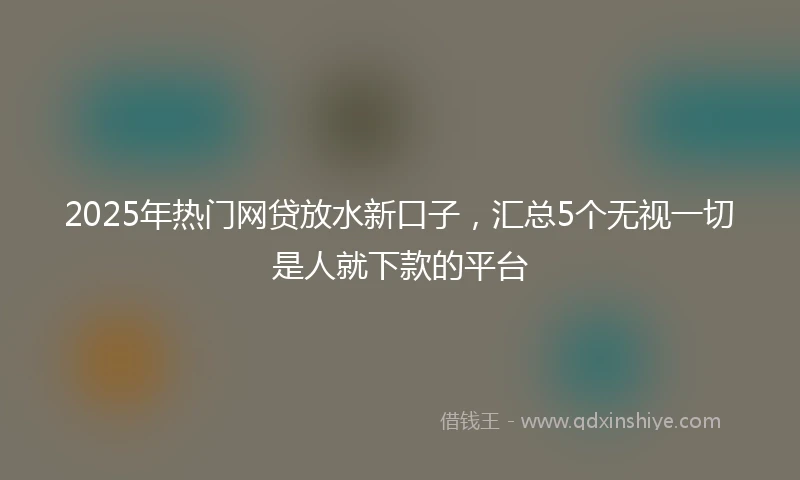 2025年热门网贷放水新口子，汇总5个无视一切是人就下款的平台