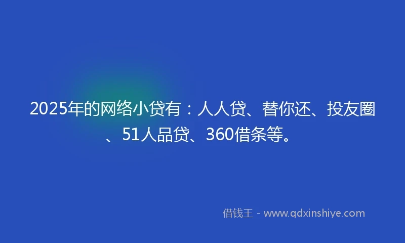 2025年的网络小贷有：人人贷、替你还、投友圈、51人品贷、360借条等。
