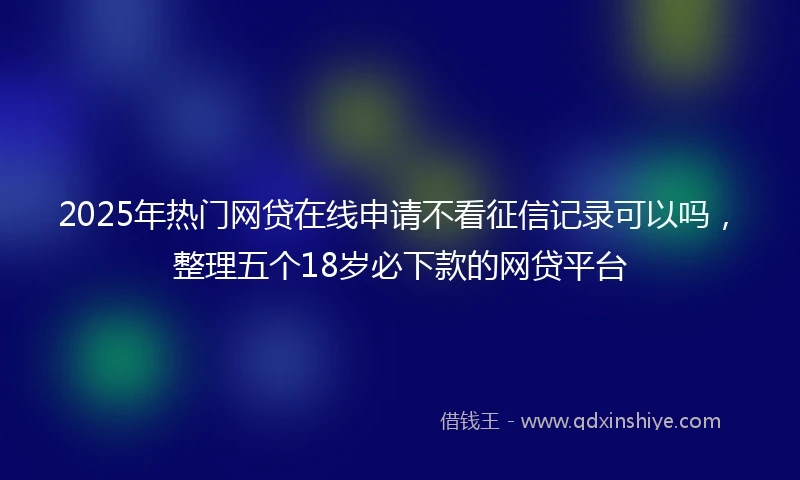 2025年热门网贷在线申请不看征信记录可以吗，整理五个18岁必下款的网贷平台