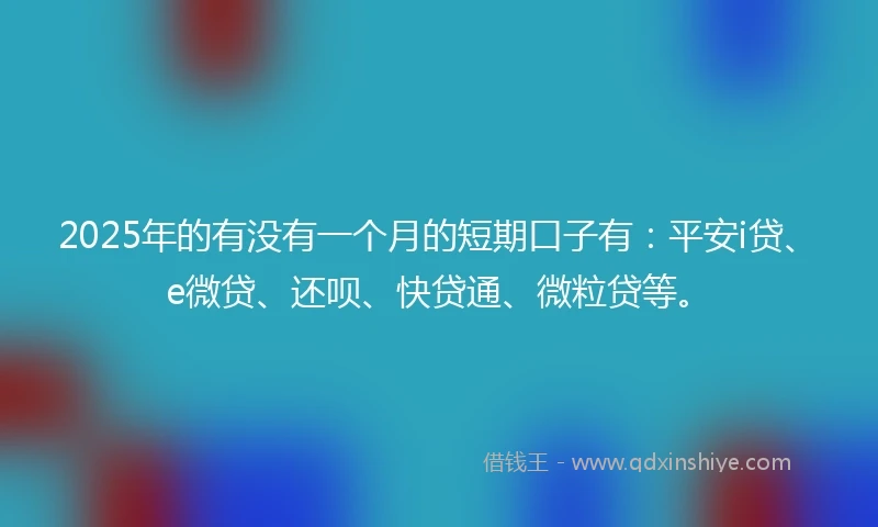 2025年的有没有一个月的短期口子有：平安i贷、e微贷、还呗、快贷通、微粒贷等。