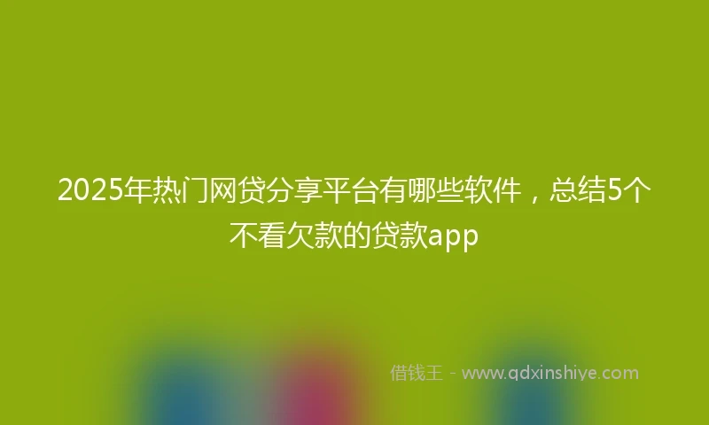 2025年热门网贷分享平台有哪些软件，总结5个不看欠款的贷款app