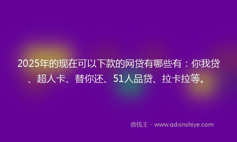 2025年的现在可以下款的网贷有哪些有：你我贷、超人卡、替你还、51人品贷、拉卡拉等。