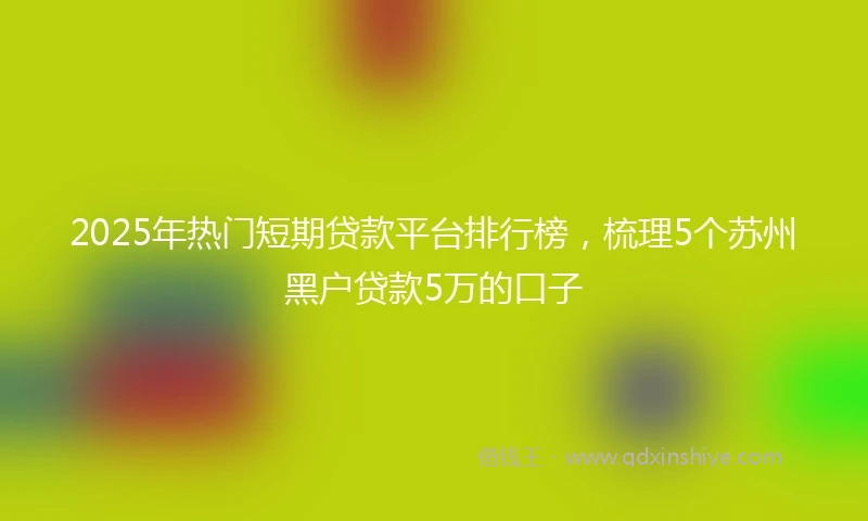 2025年热门短期贷款平台排行榜，梳理5个苏州黑户贷款5万的口子