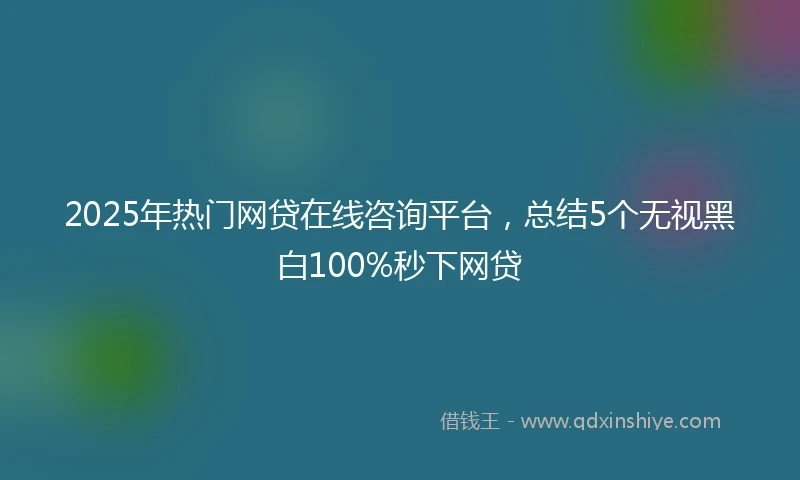 2025年热门网贷在线咨询平台，总结5个无视黑白100%秒下网贷
