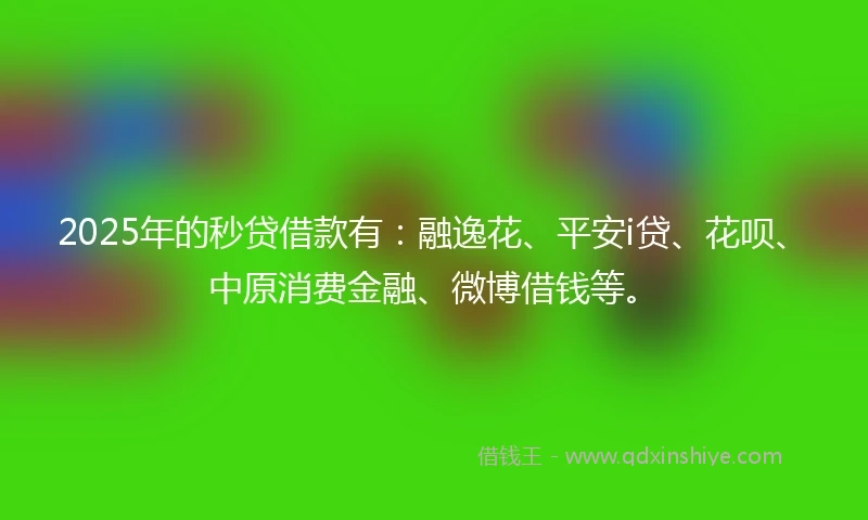 2025年的秒贷借款有：融逸花、平安i贷、花呗、中原消费金融、微博借钱等。