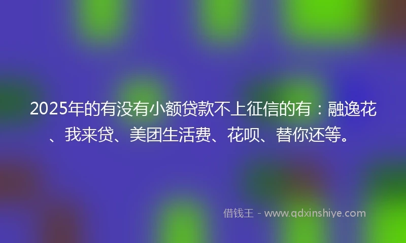 2025年的有没有小额贷款不上征信的有：融逸花、我来贷、美团生活费、花呗、替你还等。