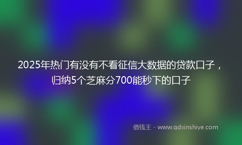 2025年热门有没有不看征信大数据的贷款口子，归纳5个芝麻分700能秒下的口子