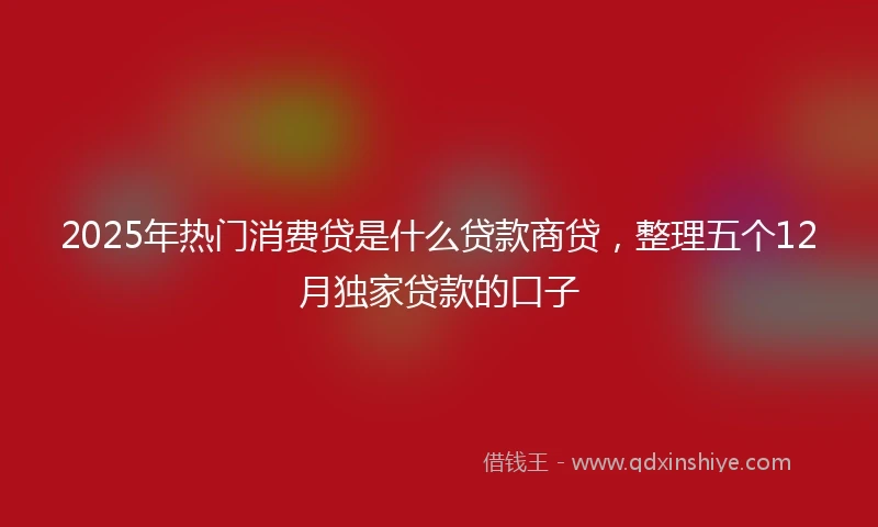 2025年热门消费贷是什么贷款商贷，整理五个12月独家贷款的口子