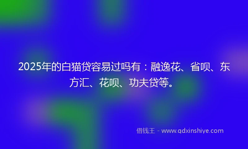2025年的白猫贷容易过吗有：融逸花、省呗、东方汇、花呗、功夫贷等。