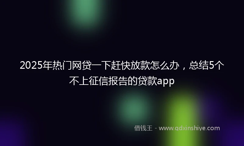 2025年热门网贷一下赶快放款怎么办，总结5个不上征信报告的贷款app