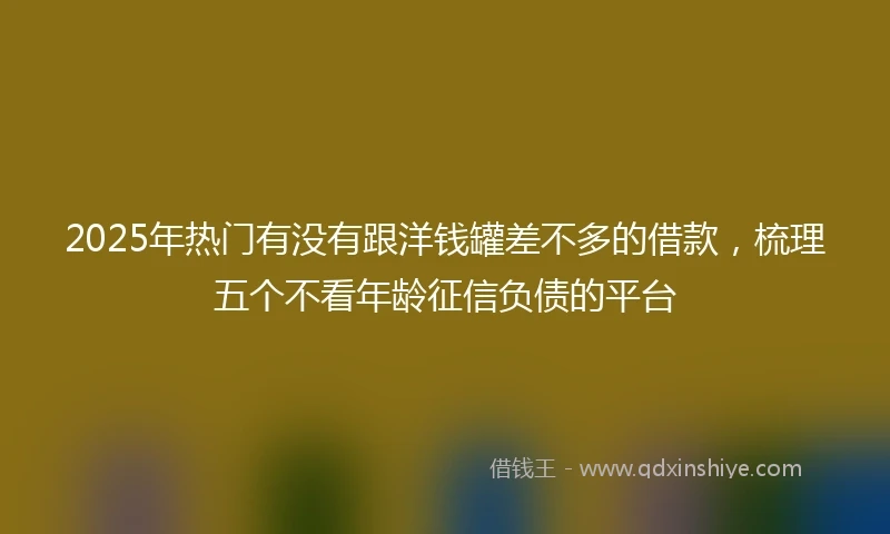 2025年热门有没有跟洋钱罐差不多的借款，梳理五个不看年龄征信负债的平台