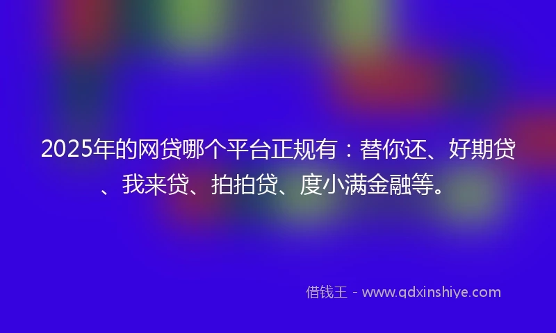 2025年的网贷哪个平台正规有：替你还、好期贷、我来贷、拍拍贷、度小满金融等。