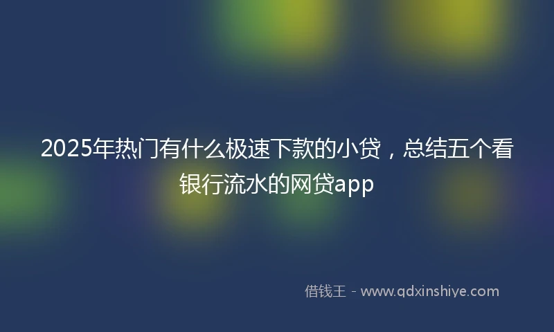 2025年热门有什么极速下款的小贷，总结五个看银行流水的网贷app