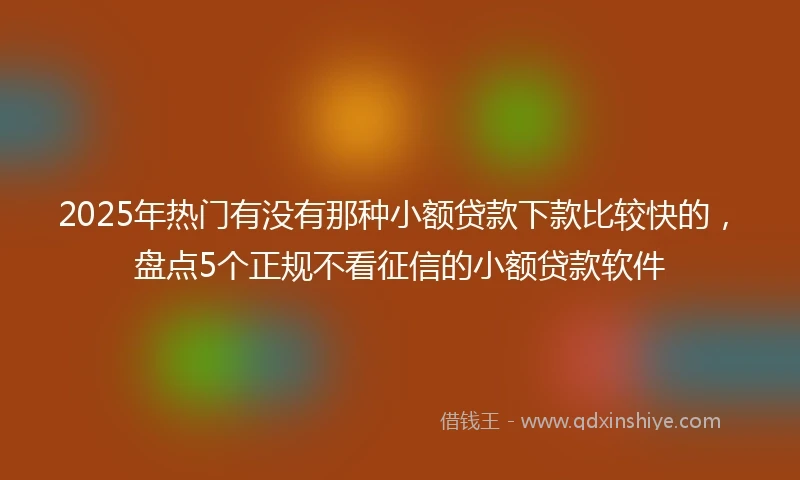 2025年热门有没有那种小额贷款下款比较快的，盘点5个正规不看征信的小额贷款软件