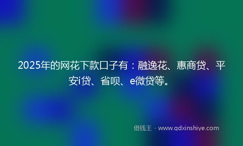 2025年的网花下款口子有：融逸花、惠商贷、平安i贷、省呗、e微贷等。