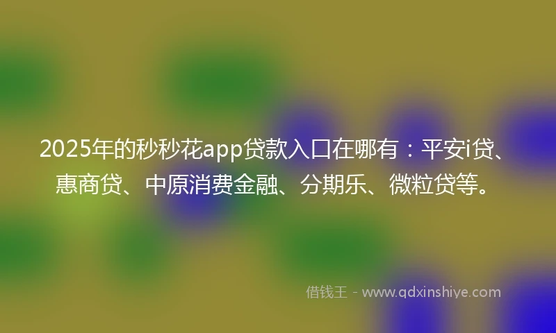 2025年的秒秒花app贷款入口在哪有：平安i贷、惠商贷、中原消费金融、分期乐、微粒贷等。