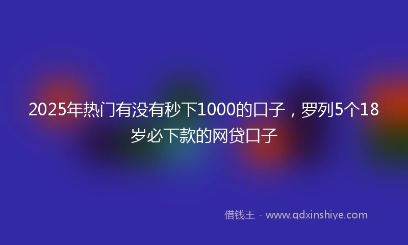 2025年热门有没有秒下1000的口子，罗列5个18岁必下款的网贷口子