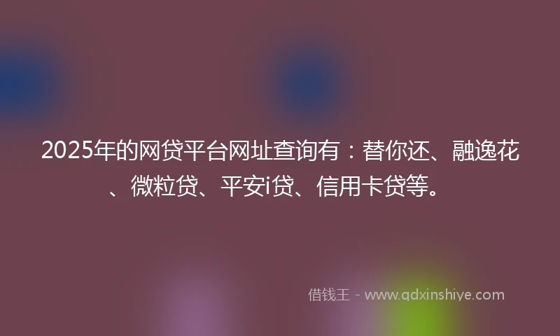 2025年的网贷平台网址查询有：替你还、融逸花、微粒贷、平安i贷、信用卡贷等。