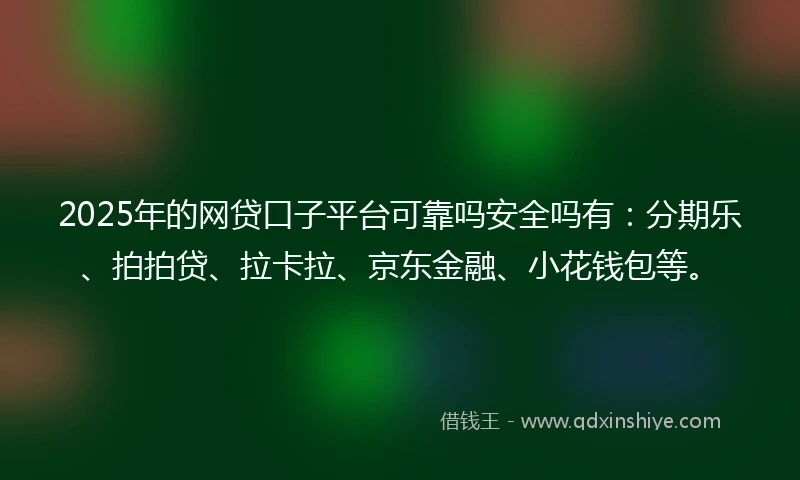 2025年的网贷口子平台可靠吗安全吗有：分期乐、拍拍贷、拉卡拉、京东金融、小花钱包等。