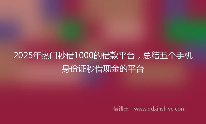2025年热门秒借1000的借款平台，总结五个手机身份证秒借现金的平台