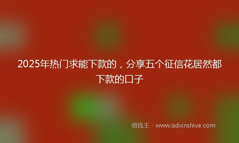 2025年热门求能下款的，分享五个征信花居然都下款的口子