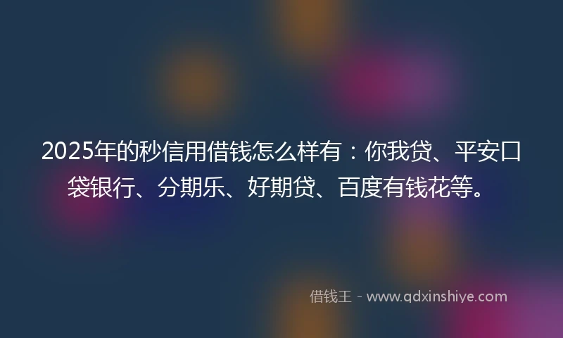 2025年的秒信用借钱怎么样有：你我贷、平安口袋银行、分期乐、好期贷、百度有钱花等。