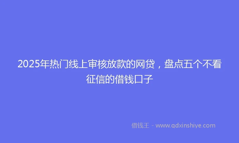 2025年热门线上审核放款的网贷，盘点五个不看征信的借钱口子
