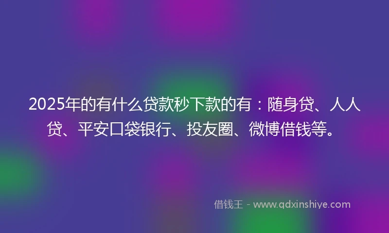 2025年的有什么贷款秒下款的有：随身贷、人人贷、平安口袋银行、投友圈、微博借钱等。