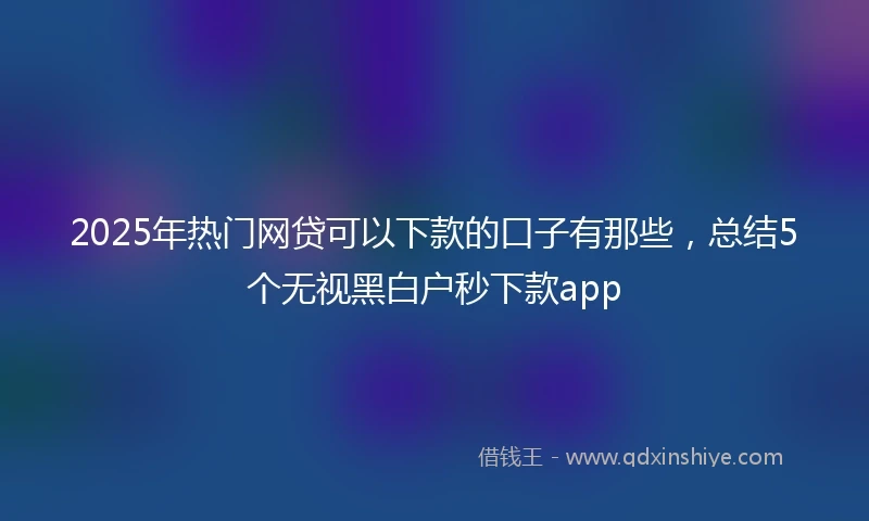 2025年热门网贷可以下款的口子有那些，总结5个无视黑白户秒下款app