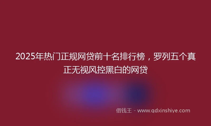 2025年热门正规网贷前十名排行榜，罗列五个真正无视风控黑白的网贷