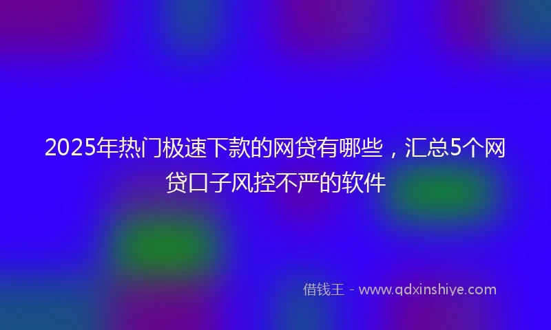 2025年热门极速下款的网贷有哪些，汇总5个网贷口子风控不严的软件