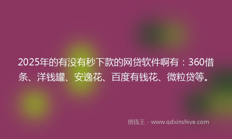 2025年的有没有秒下款的网贷软件啊有：360借条、洋钱罐、安逸花、百度有钱花、微粒贷等。