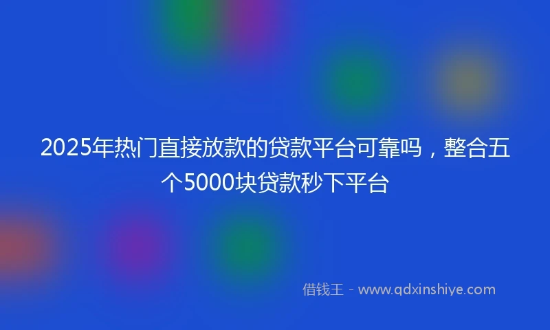 2025年热门直接放款的贷款平台可靠吗，整合五个5000块贷款秒下平台