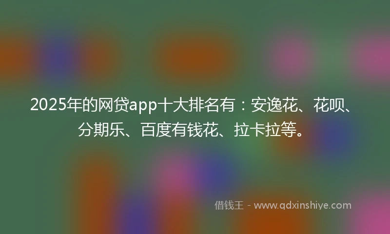 2025年的网贷app十大排名有：安逸花、花呗、分期乐、百度有钱花、拉卡拉等。
