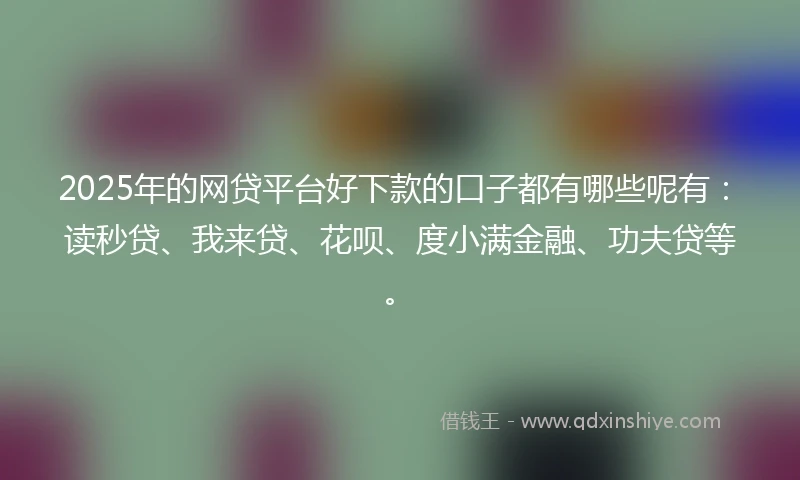 2025年的网贷平台好下款的口子都有哪些呢有：读秒贷、我来贷、花呗、度小满金融、功夫贷等。