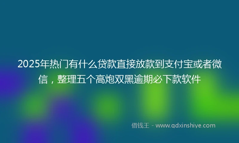 2025年热门有什么贷款直接放款到支付宝或者微信，整理五个高炮双黑逾期必下款软件