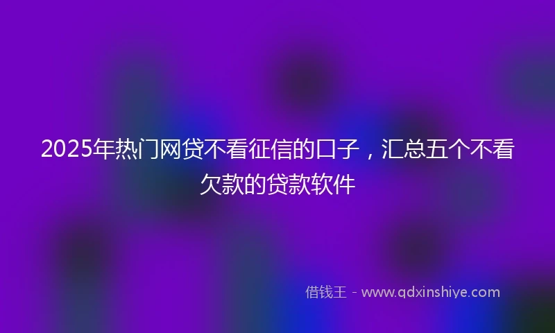 2025年热门网贷不看征信的口子，汇总五个不看欠款的贷款软件