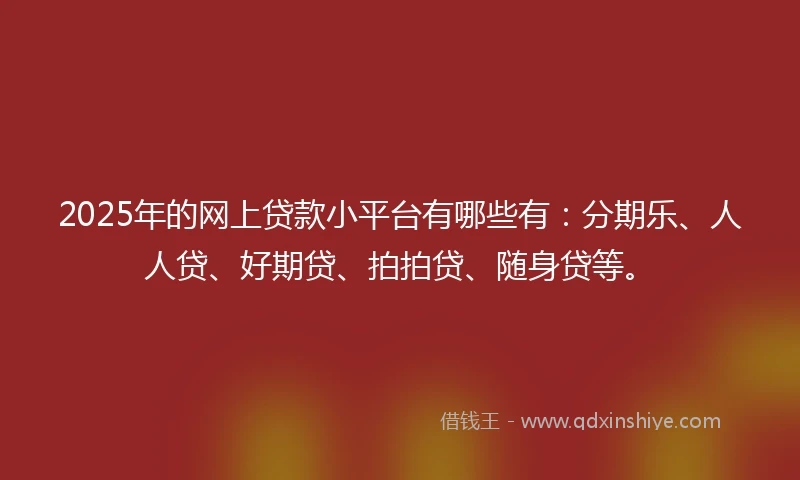 2025年的网上贷款小平台有哪些有：分期乐、人人贷、好期贷、拍拍贷、随身贷等。
