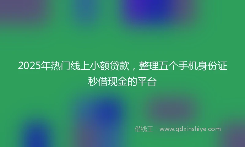 2025年热门线上小额贷款，整理五个手机身份证秒借现金的平台