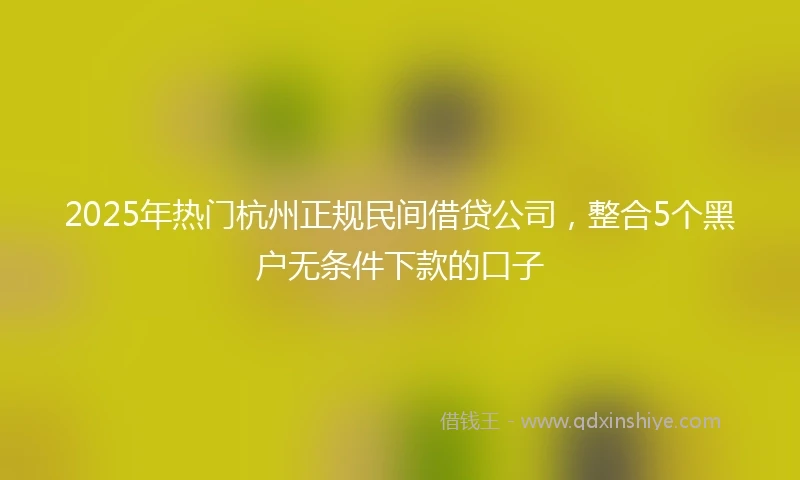 2025年热门杭州正规民间借贷公司，整合5个黑户无条件下款的口子